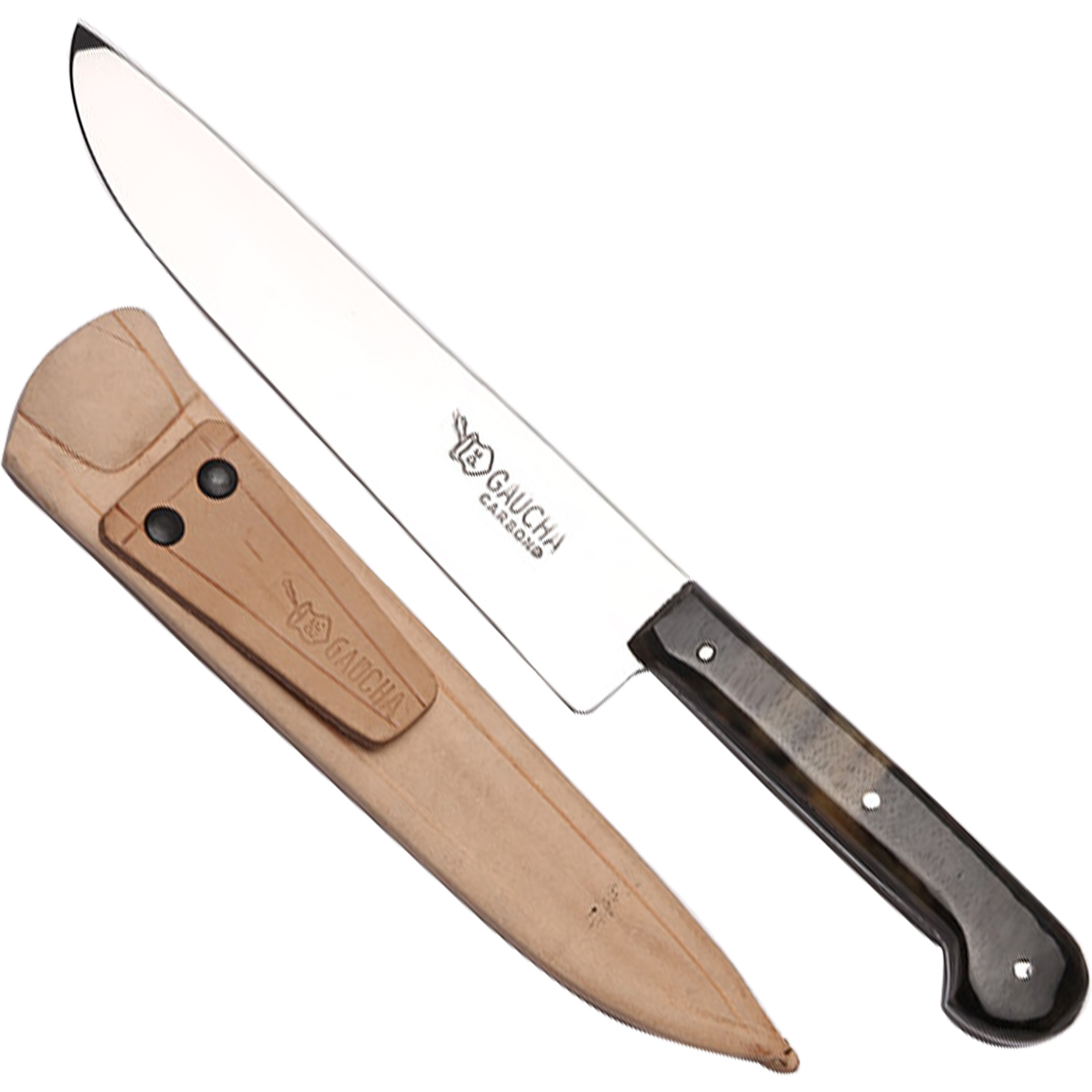 Faca Carbono 8'' Cabo Chifre Bainha Couro Filetera Churrasco