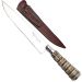 Faca Churrasco 10'' Aço Inox Cabo Rabo De Tatu Bainha Couro
