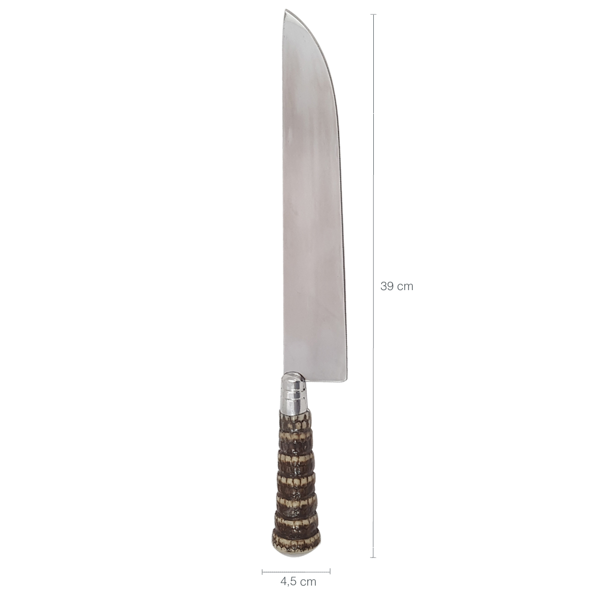 Faca Churrasco 10'' Aço Inox Cabo Rabo De Tatu Bainha Couro