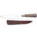 Faca Churrasco 6'' Aço Inox Cabo Rabo De Tatu e Bainha Couro