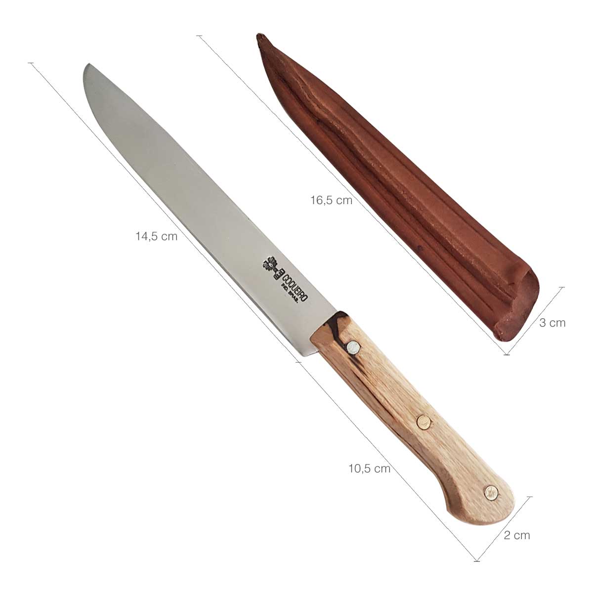 Faca Coqueiro 6' Artesanal para Carne Cozinha Frios Temperos Aço Carbono 1070 Bainha de Couro