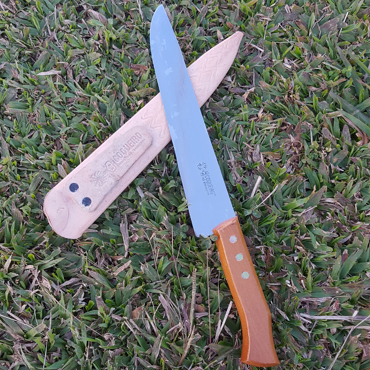 Faca Coqueiro Para Churrasco E Cozinha Aço Carbono 9' Bainha