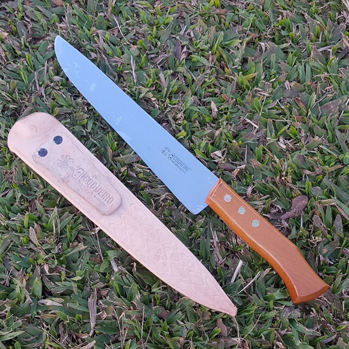 Faca Coqueiro Para Churrasco E Cozinha Aço Carbono 9' Bainha