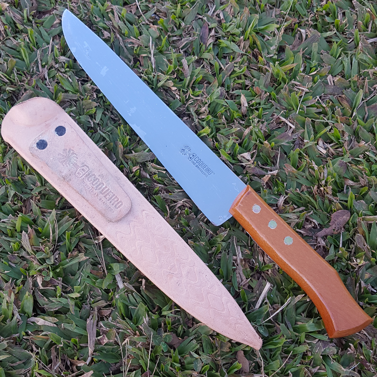 Faca De Churrasco 8'' Aço Carbono E Bainha De Couro Legítimo