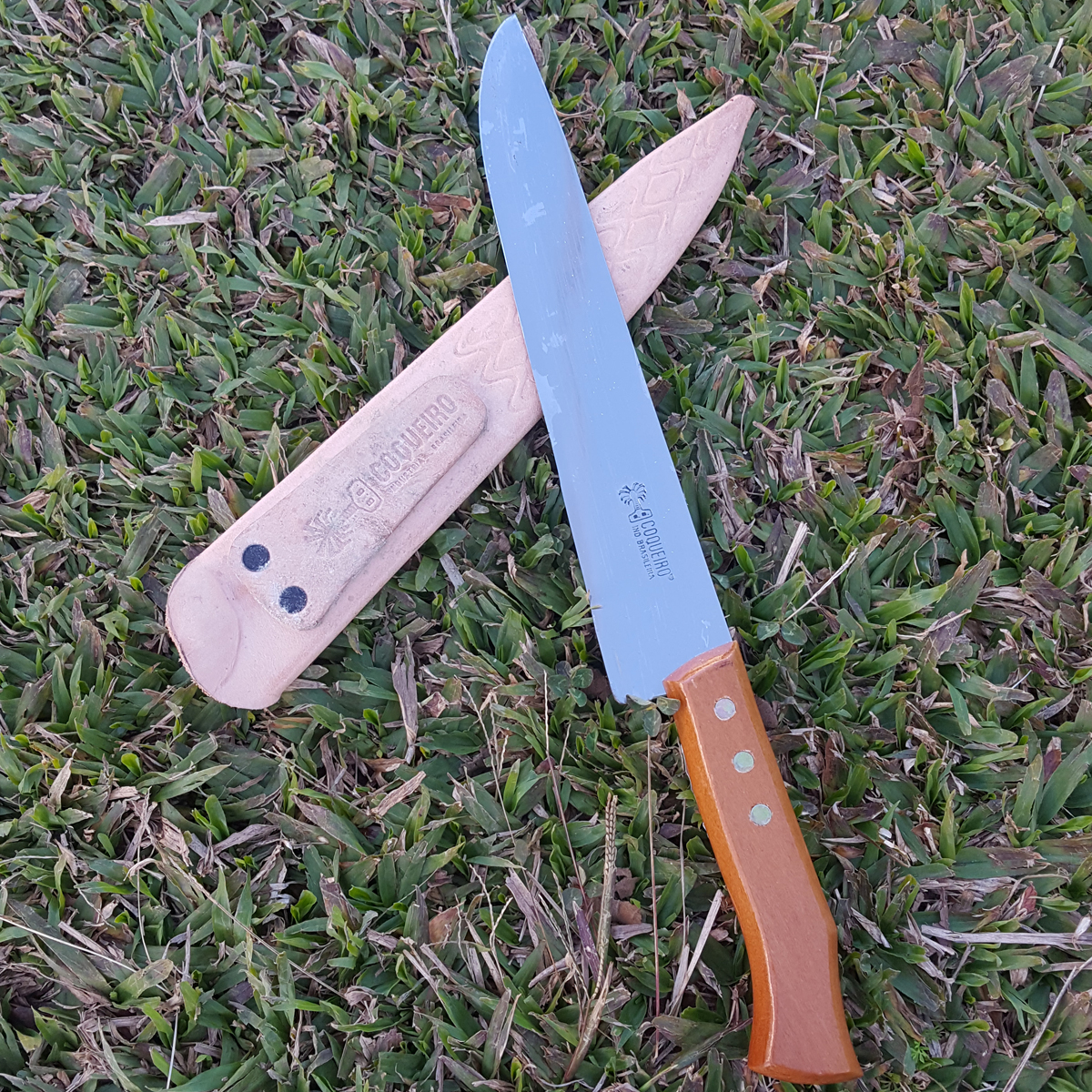 Faca De Churrasco 8'' Aço Carbono E Bainha De Couro Legítimo
