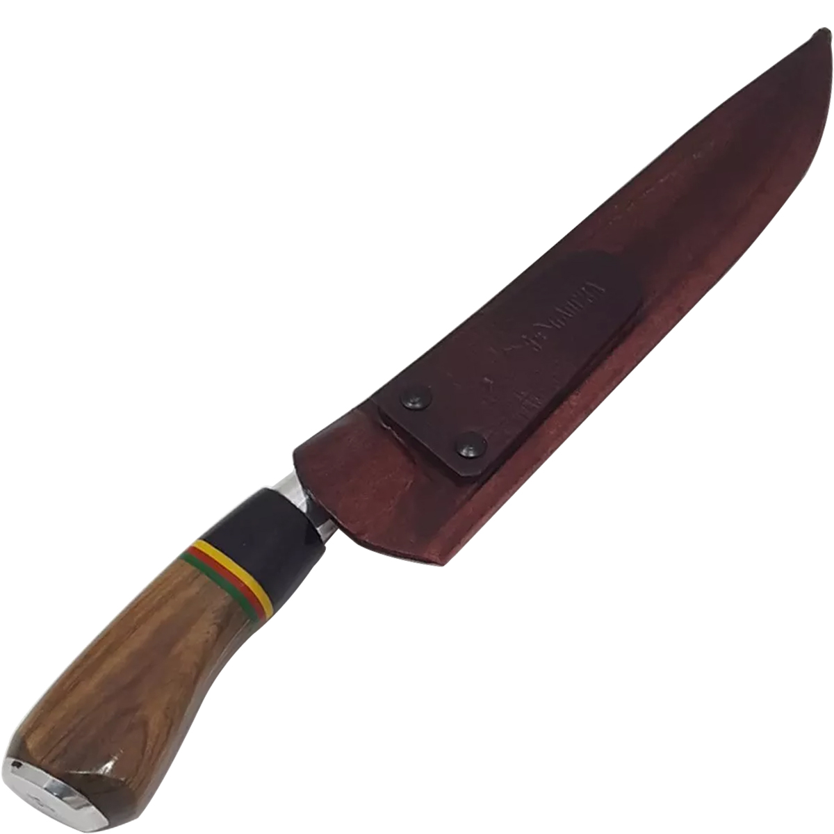 Faca De Churrasco 8'' Inox Cabo De Madeira Chifre Com Bainha