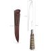 Faca Gaúcha para Churrasco 10'' Cabo Rabo de Tatu Aço Carbono 1070 e Bainha Couro