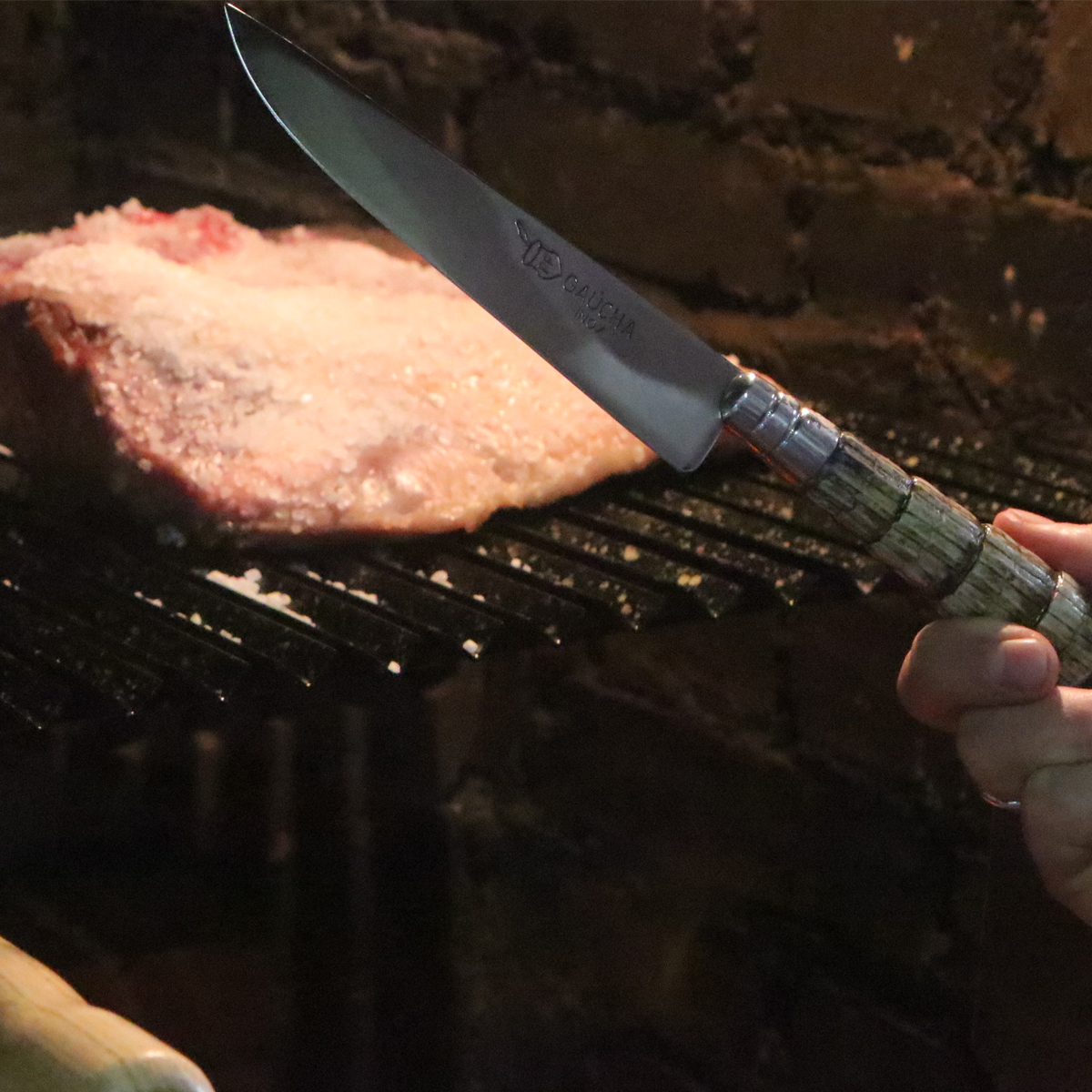 Faca N 5 Aço Inox Cabo Rabo De Tatu E Bainha Couro Churrasco