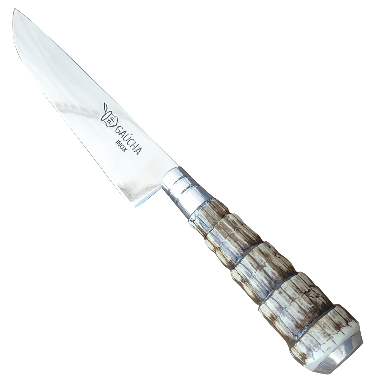 Faca N 7 Aço Inox Cabo Rabo De Tatu E Bainha Couro Churrasco