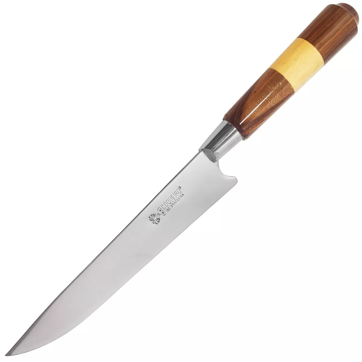 Faca Para Churrasco 7 Pol Aço Inox Cabo De Madeira E Bainha