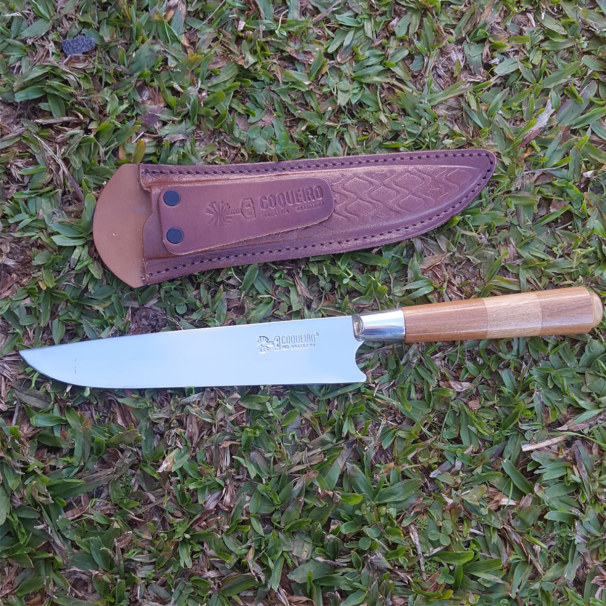 Faca Para Churrasco 7 Pol Aço Inox Cabo De Madeira E Bainha