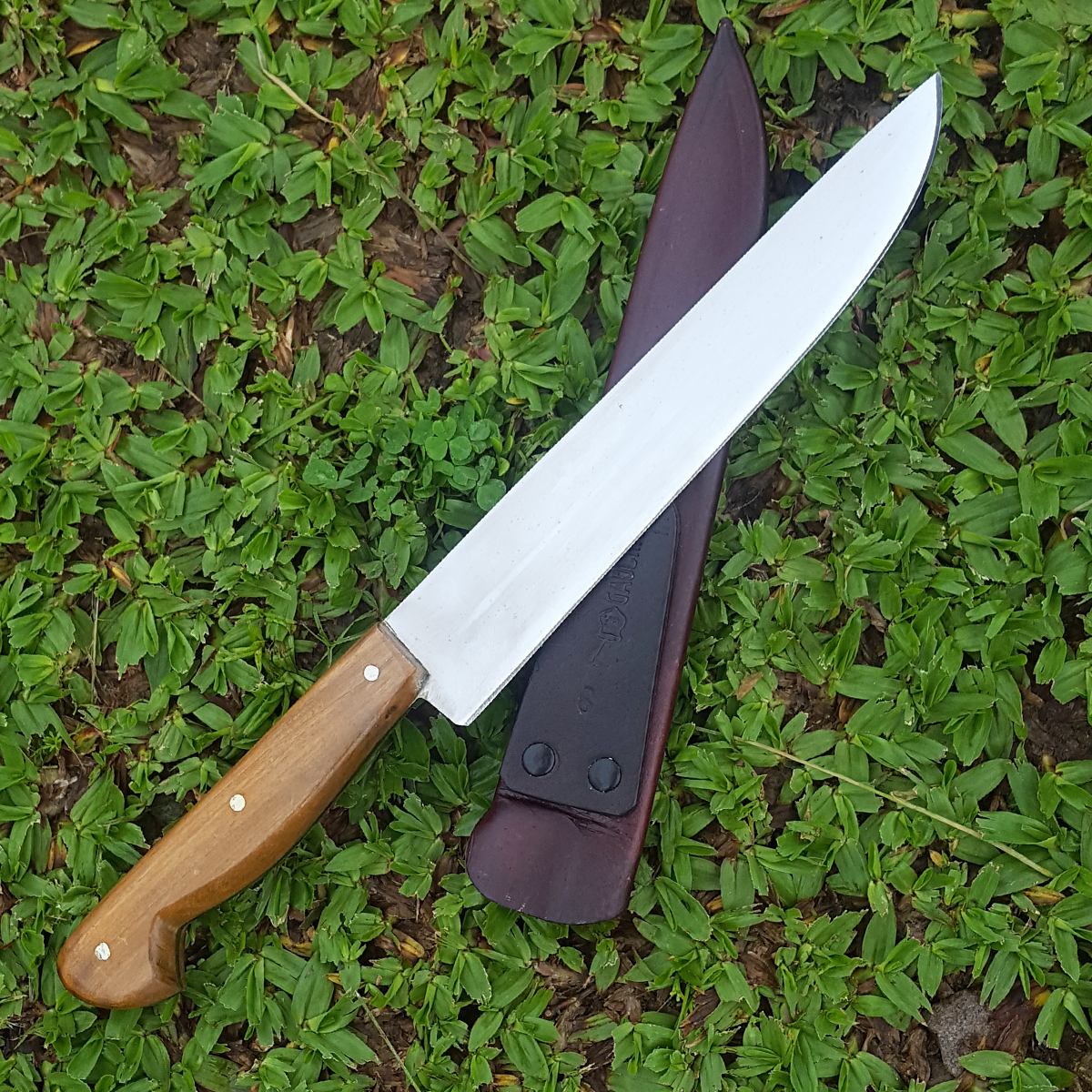 Faca Para Churrasco 8” Aço Inox Cabo De Madeira E Bainha