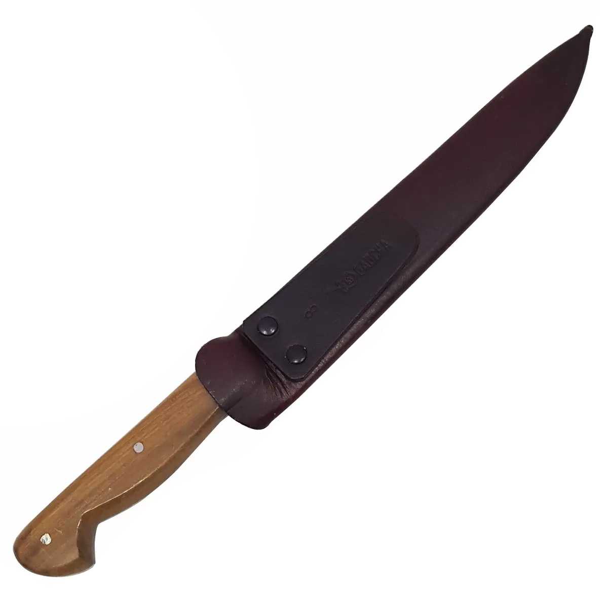 Faca Para Churrasco 8” Aço Inox Cabo De Madeira E Bainha