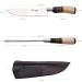 Faca e Chaira Para Churrasco Aço inox 8" Cabo de Osso Madeira