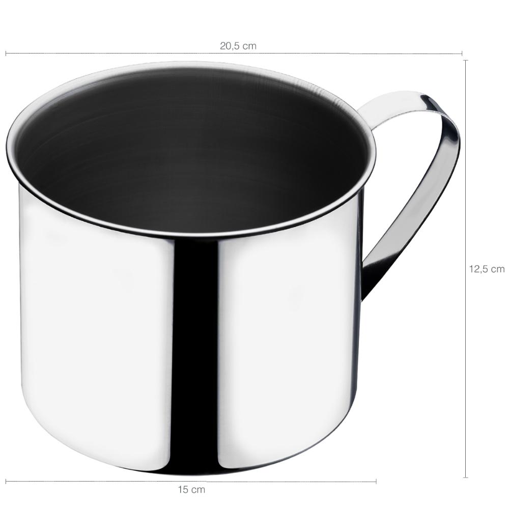 Fervedor De Aço Inox Com Alça 2 Litros Caneca Leiteira Grand