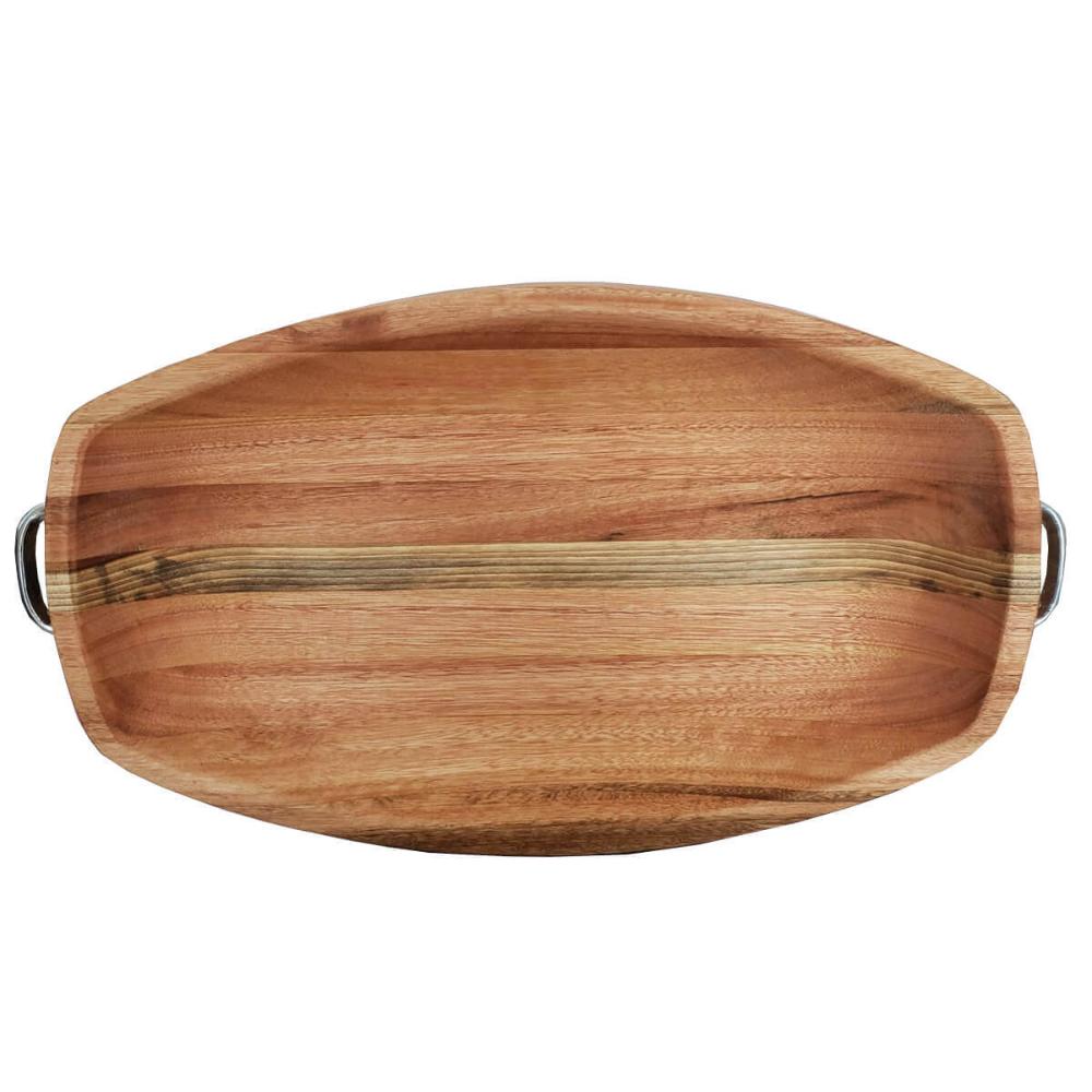 Gamela de Madeira com Alças 54x30cm Travessa para Servir Chu