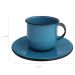 Jogo De Xícaras Com Pires 6 Canecas Esmaltada 180ml Chá Café Azul
