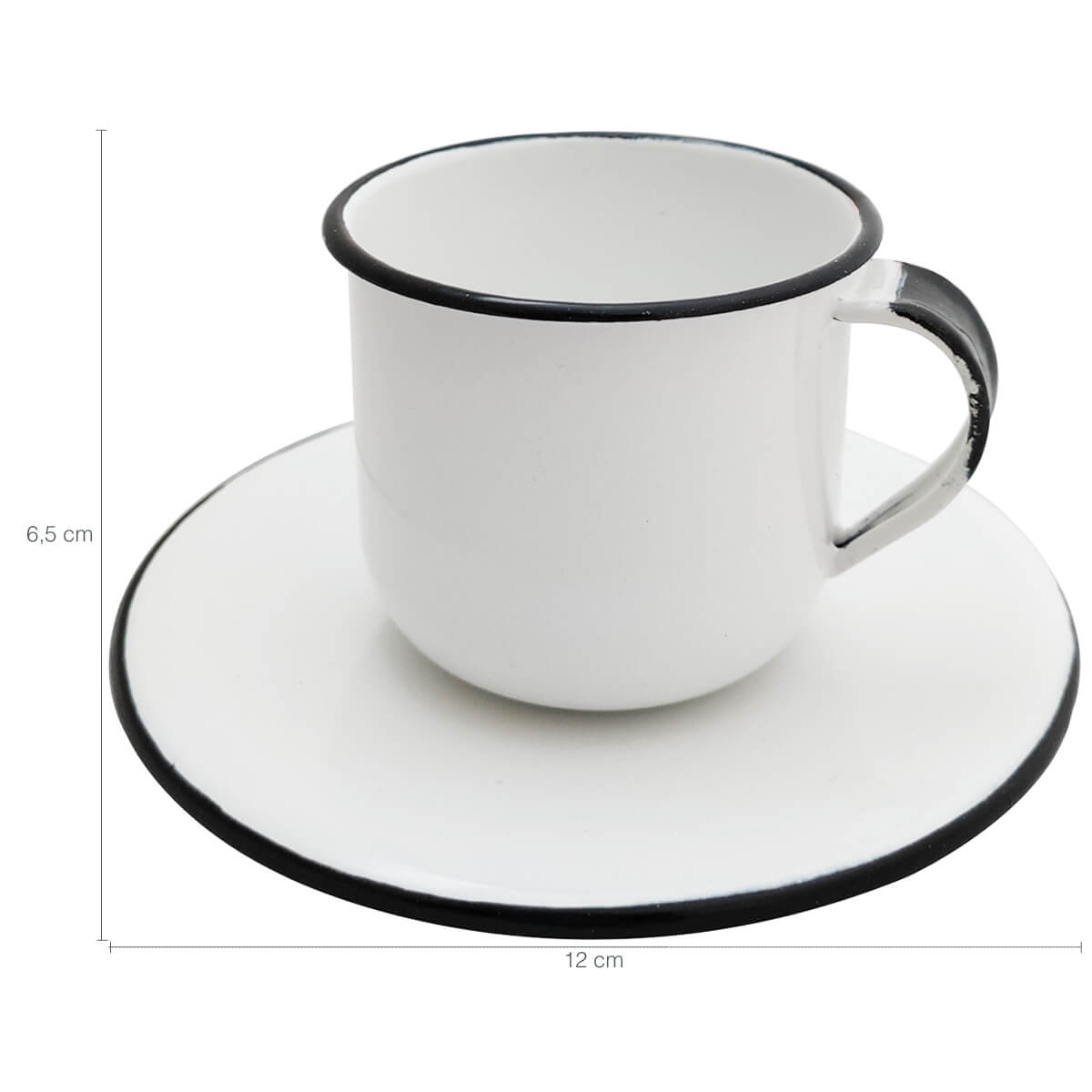 Jogo De Xícaras Com Pires 6 Canecas Esmaltada 180ml Chá Café Branco