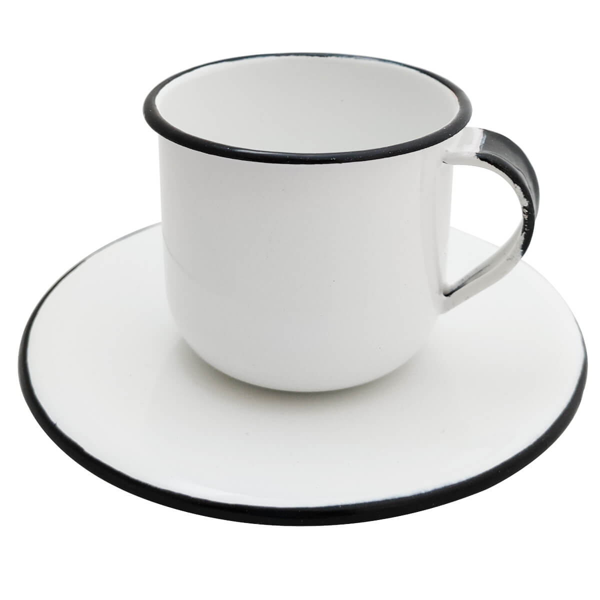 Jogo De Xícaras Com Pires 6 Canecas Esmaltada 180ml Chá Café Branco