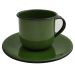 Jogo De Xícaras Com Pires 6 Canecas Esmaltada 180ml Chá Café Verde
