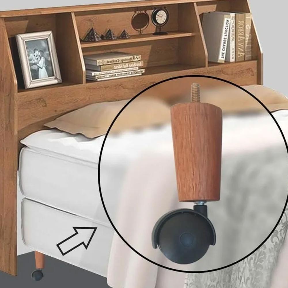Kit 10 Pés de Cama Box Casal com 6 Pés Palitos Fixos 4 Rodíz