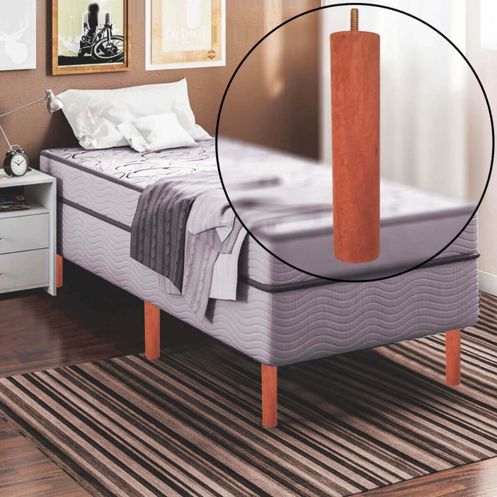 Kit 12 Pes Para Cama Box Casal Pés De Madeira 20cm Pé Palito