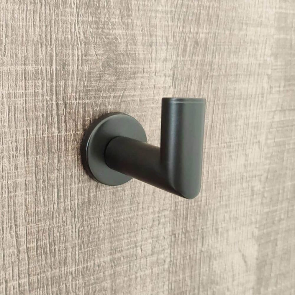 Kit 2 Cabideiros em Aço Inox Preto Gancho Porta Toalha Parede Cabide Hortência
