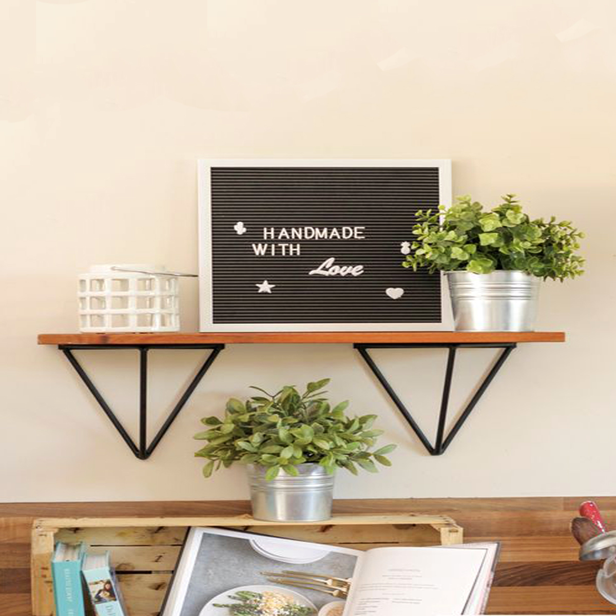 Kit 4 Mãos Francesas Grandes Triangulares Suportes Prateleiras Aramado Estilo Industrial Preto Fosco