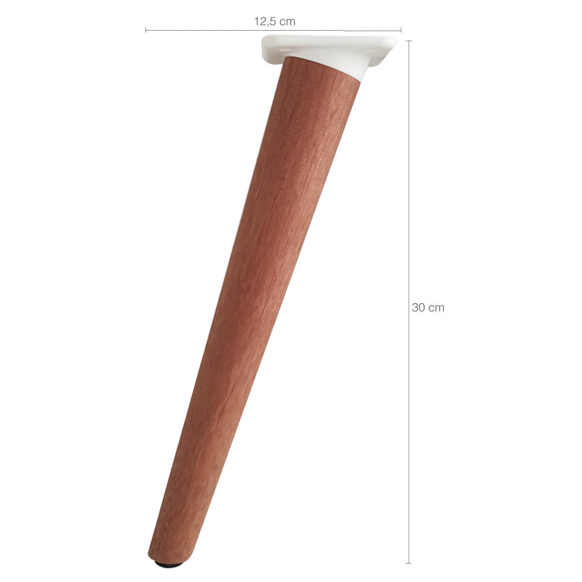 Kit 4 Pés de Madeira 30cm Inclinados com Adaptadores Brancos para Poltronas