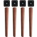Kit 4 Pés de Madeira 30cm Inclinados com Adaptadores Pretos para Poltronas