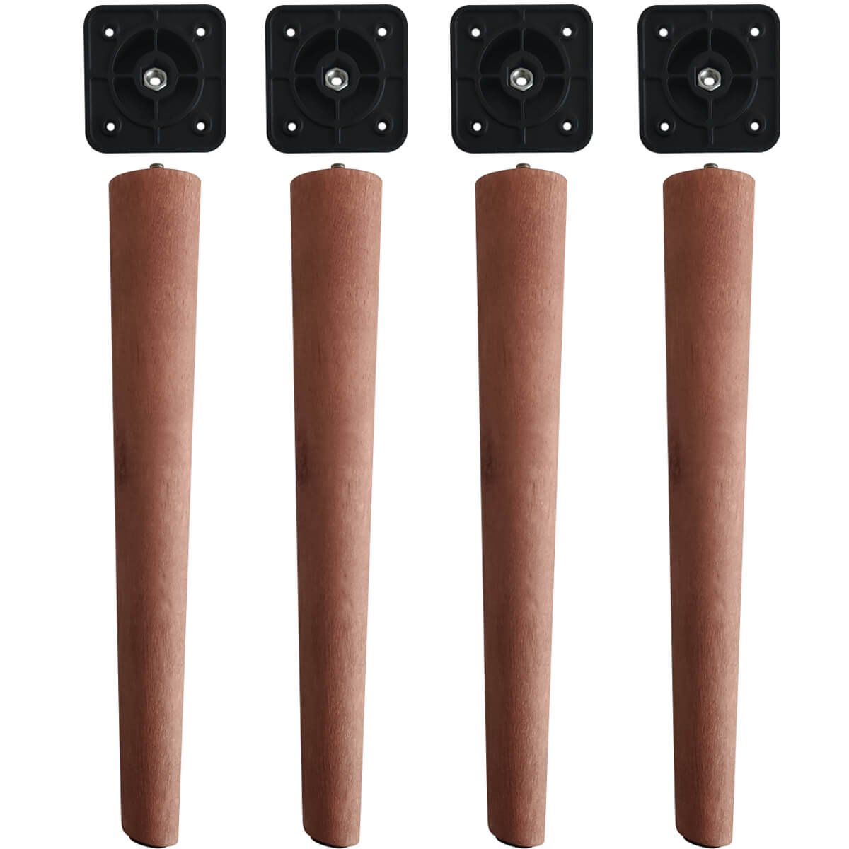 Kit 4 Pés de Madeira 30cm Inclinados com Adaptadores Pretos para Poltronas