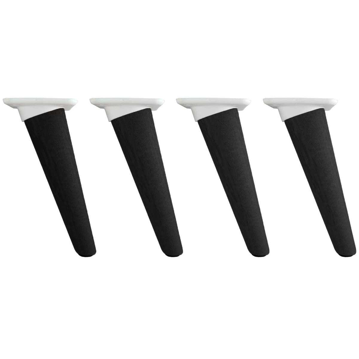 Kit 4 Pés para Poltrona 17cm Inclinado Torto Preto Com Adaptador Branco