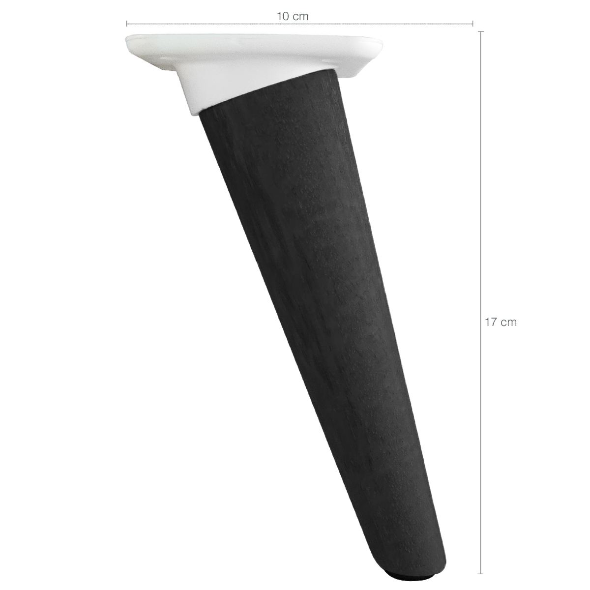 Kit 4 Pés para Poltrona 17cm Inclinado Torto Preto Com Adaptador Branco