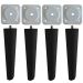 Kit 4 Pés para Poltrona 17cm Inclinado Torto Preto Com Adaptador Branco