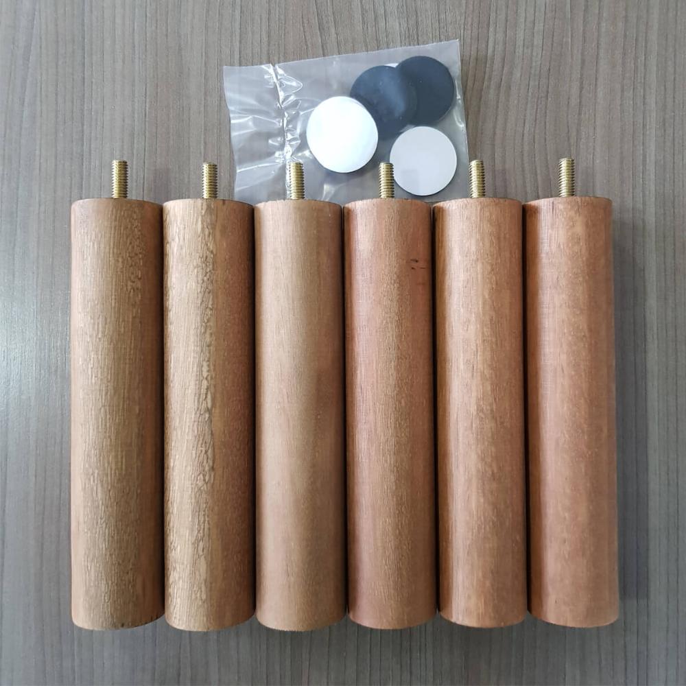 Kit 6 Pés De Madeira 20cm Pe Para Cama Box Solteiro Pés Para Móveis Pé Palito Mel