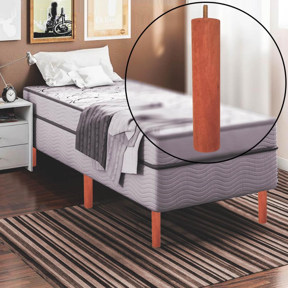 Kit 6 Pés De Madeira 20cm Pe Para Cama Box Solteiro Pés Para Móveis Pé Palito Mel