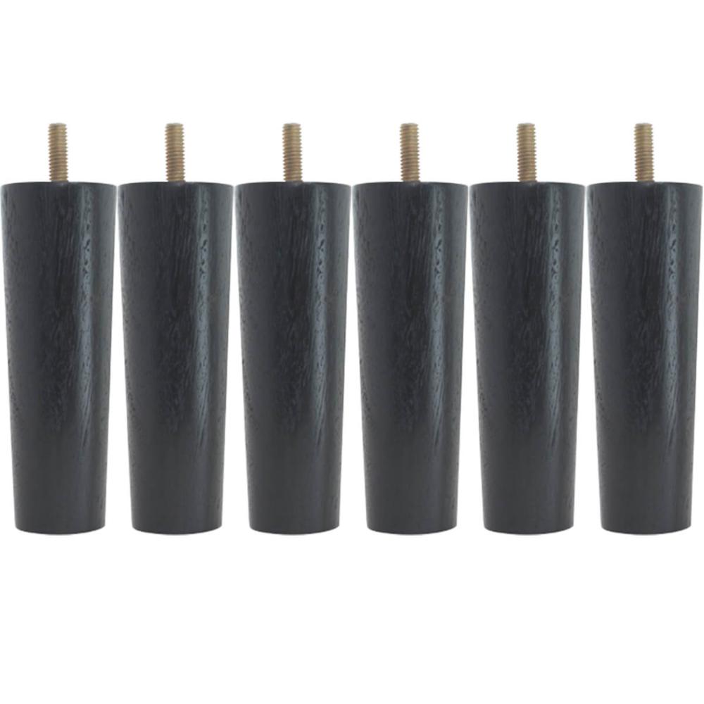 Kit 6 Pés Para Cama Box Solteiro Pé Para Moveis 13cm Preto