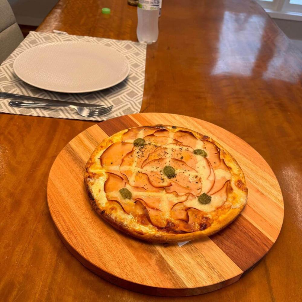 Kit 6 Tábuas Servir Pizza em Madeira 35cm Petiscos Frios Res