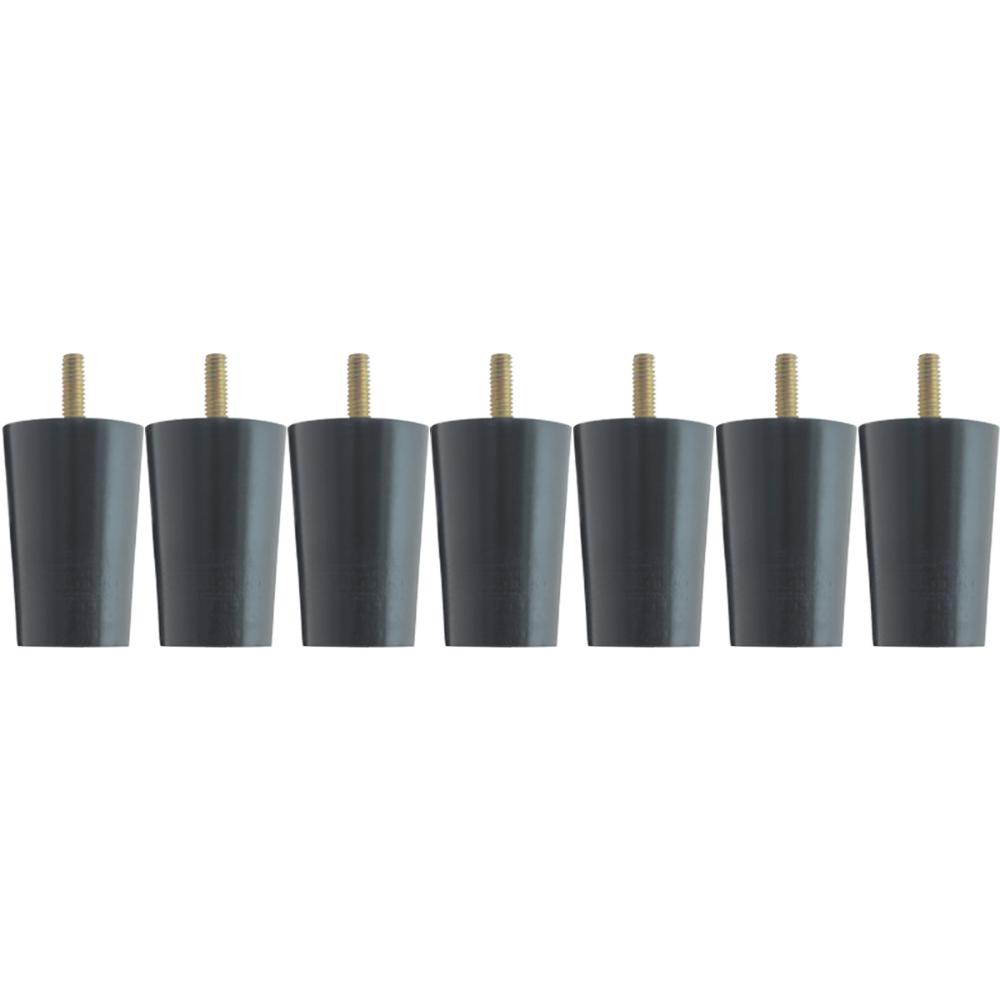 Kit 7 Pés Para Cama Box Casal Pezinhos 6cm Preto em Madeira