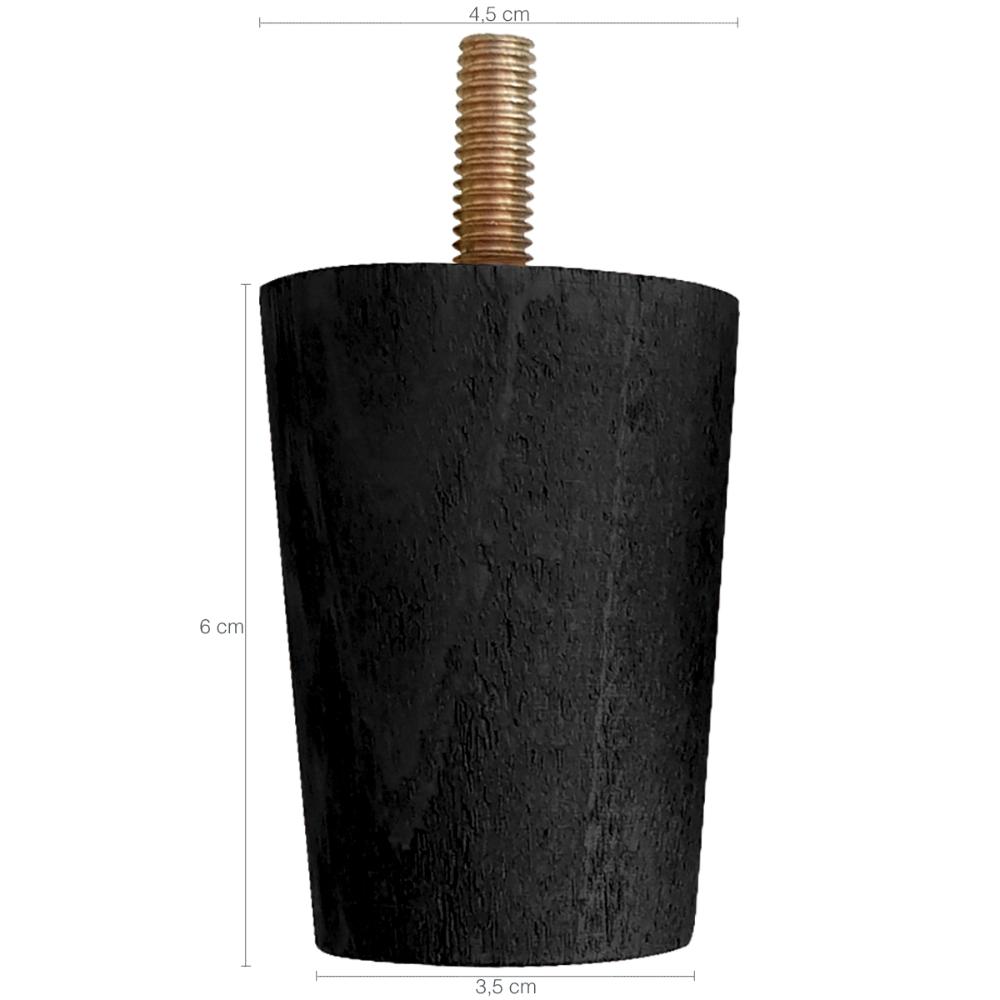 Kit 7 Pés Para Cama Box Casal Pezinhos 6cm Preto em Madeira