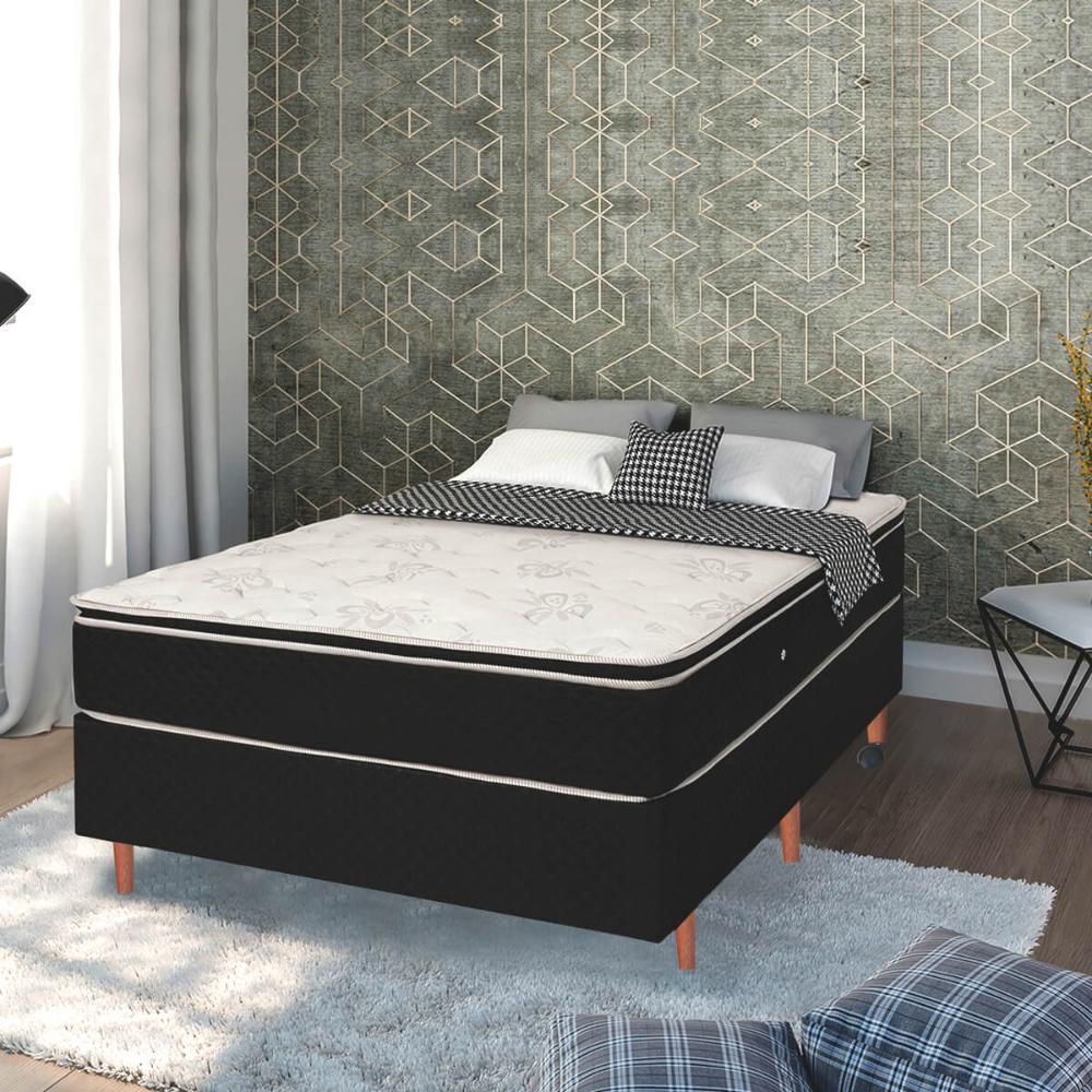 Kit 7 Pes De Cama Box Casal com 5 Pé Palito Fixo 2 Rodizios