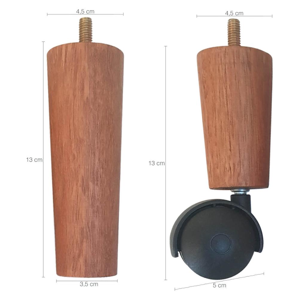 Kit 7 Pes De Cama Box Casal com 5 Pé Palito Fixo 2 Rodizios
