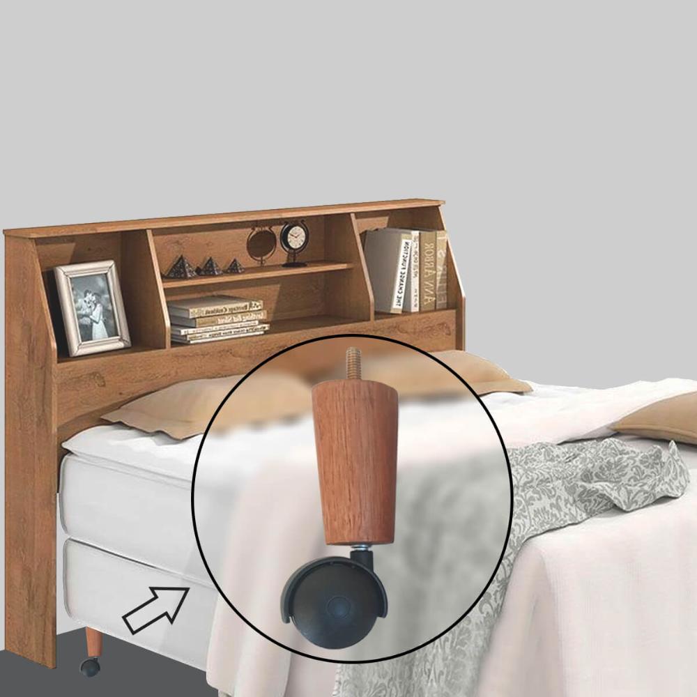 Kit 7 Pes De Cama Box Casal com 5 Pé Palito Fixo 2 Rodizios