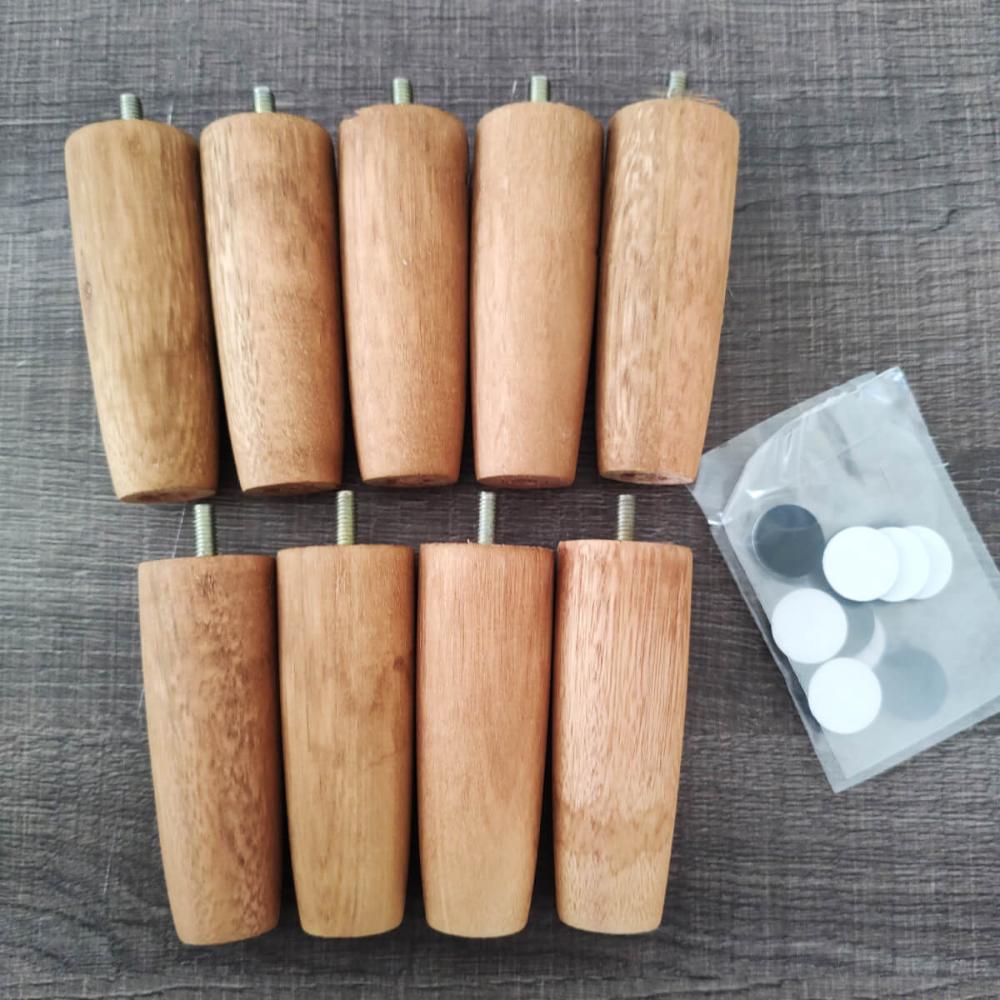 Kit 9 Pés Para Móveis Cama Casal Pé Para Cama Box Em Madeira