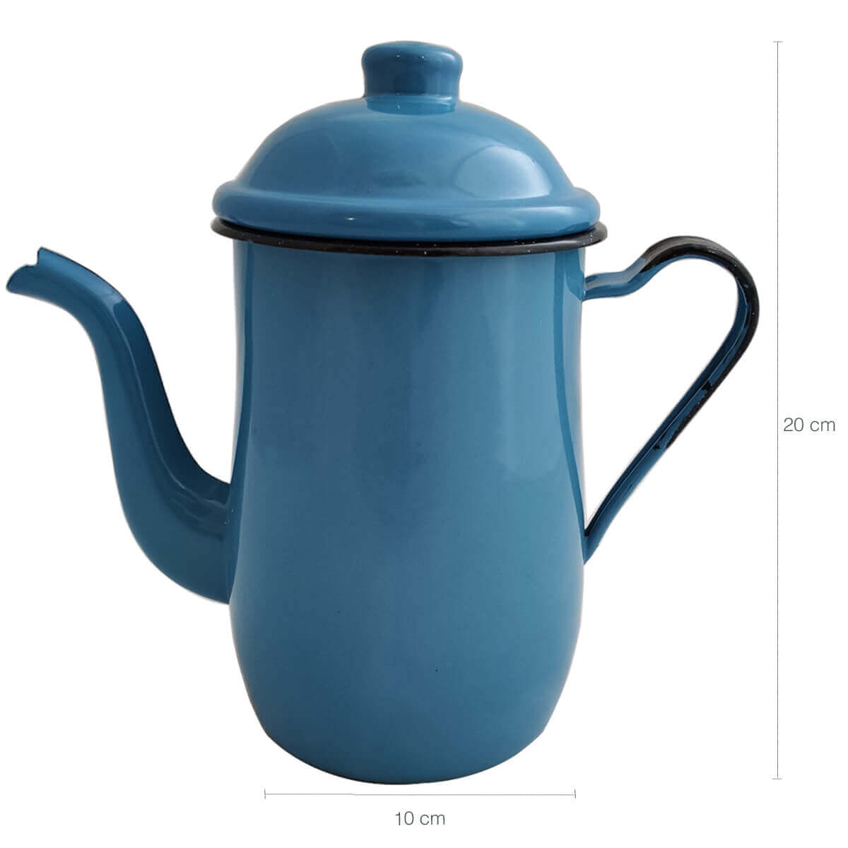 Kit Bule De Café E Chá Com 6 Xícaras e Pires Aço Esmaltado Azul