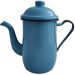Kit Bule De Café E Chá Com 6 Xícaras e Pires Aço Esmaltado Azul