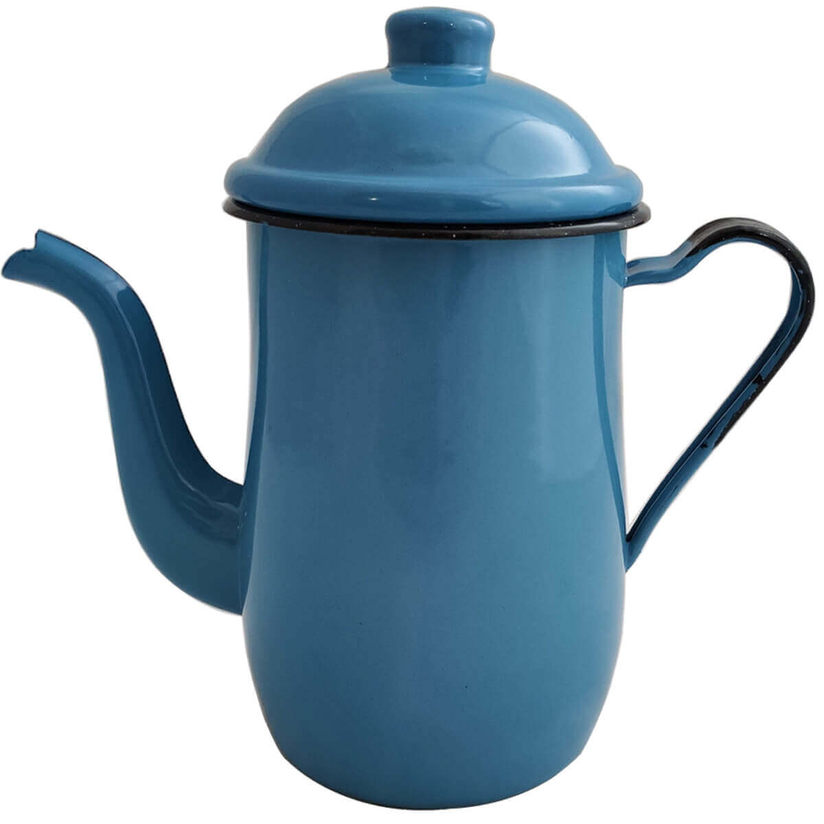 Kit Bule De Café E Chá Com 6 Xícaras e Pires Aço Esmaltado Azul