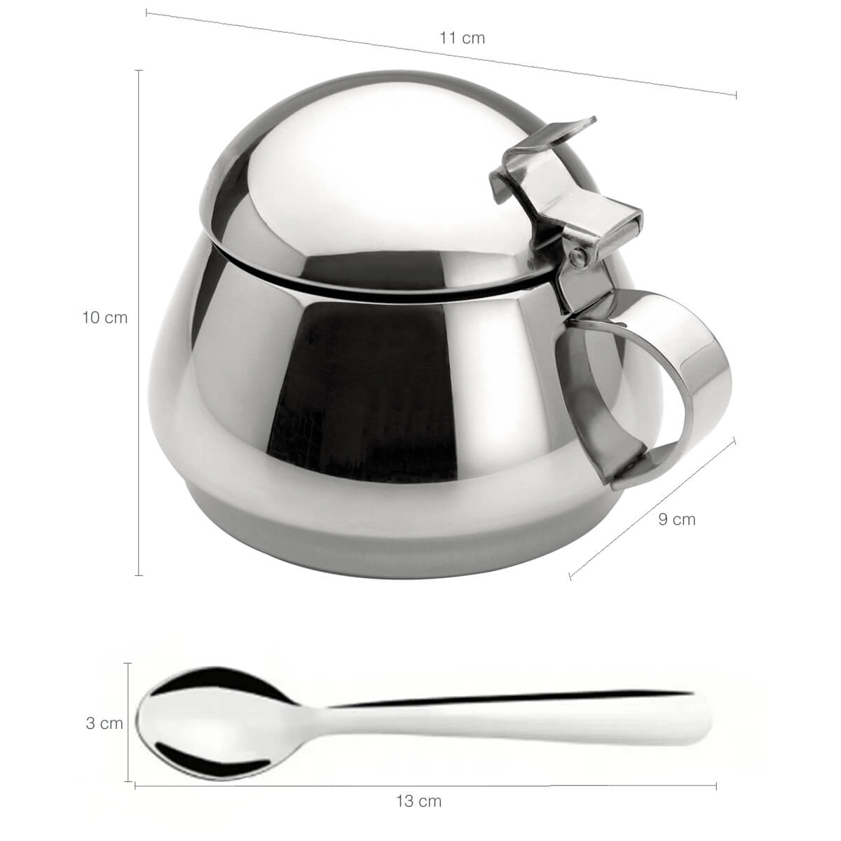 Kit Café Da Manhã Porta Frios Duplo Com Pegador Açucareiro e Porta Pão Aço Inox