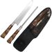 Kit Churrasco Amolador Faca 8'' Cabo Coqueiro Bainha Couro