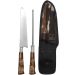 Kit Churrasco Amolador Faca 8'' Cabo Coqueiro Bainha Couro